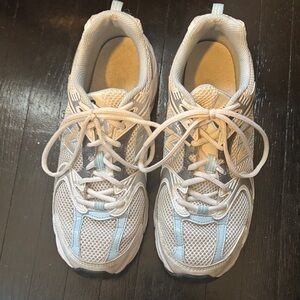 New Balance White and Light Blue Athletic Shoes